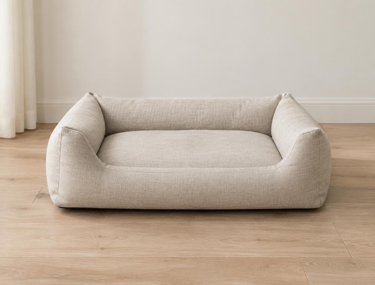 Linen Bolster Dog Bed